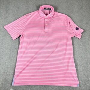Butler National Golf Club RLX Ralph Lauren Polo Shirt Mens Large Pink Striped